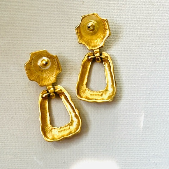 Trifari Goldtone Knocker Earrings - Picture 3 of 5